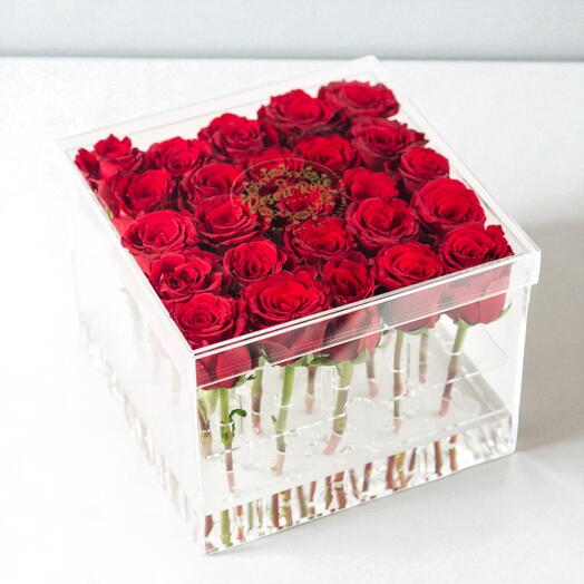 Signature Acrylic Box - 25 Roses