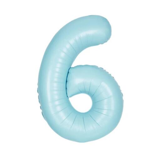 Giant Pastel Blue Number 6 Balloon