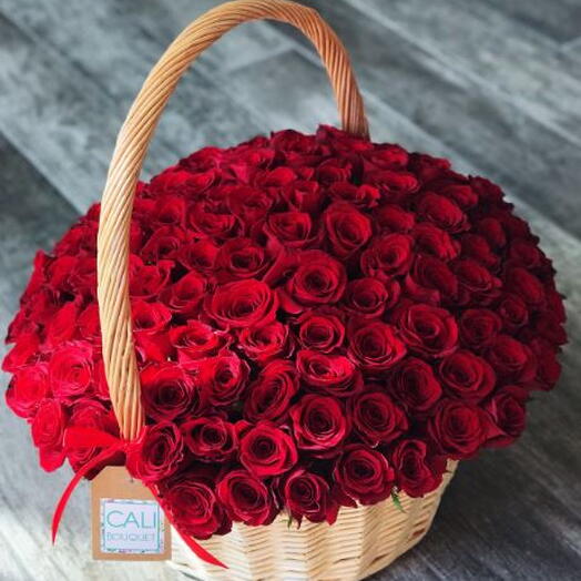 100 Red Roses Basket
