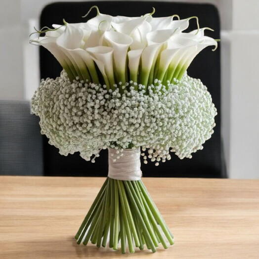Forever And  Always White Calla lilies Bridal Bouquet