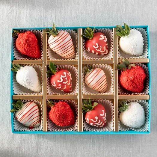 12 Red and White Strawberries