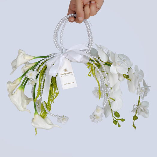 Жемчужный ручной цветочный обруч2