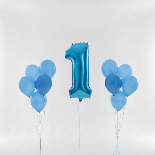 Happy 1st Birthday Blue Number Balloon Set – 40 Inch