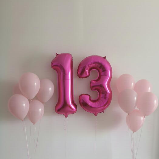 Happy Birthday Pink Number Thirteen Balloon Set – 40 Inch