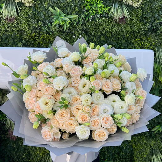 Bouquet Pêche en Soie Givrée