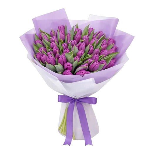 51 purple tulips bouquet