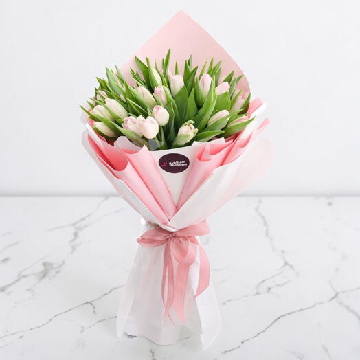 30 Pink Tulips Bouquet