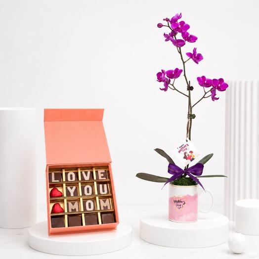 Mother s Day Orchid Mug with Chocolate Box
