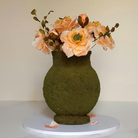 كعكة مزهرية ثلاثية الأبعاد مع الفاوانيا