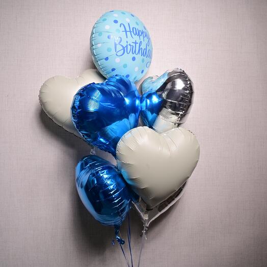 Happy Birthday with Hearts Foil Balloon Set 7013