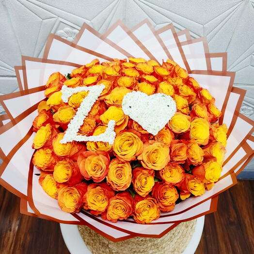 71 orange Roses bouquet
