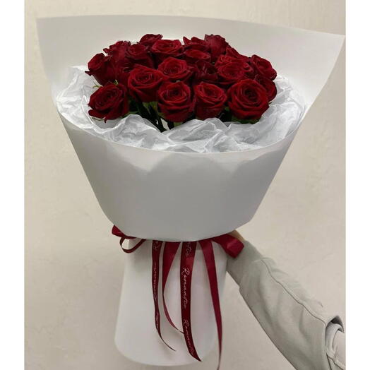 Love Shadow _ Bouquet luxueux classique de 25 roses rouges pour anniversaire, fête d'anniversaire ou Saint-Valentin