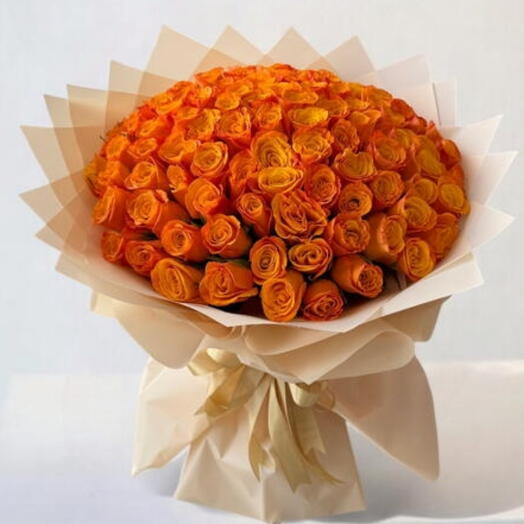 Оранж Аврора 101 премиальный букет роз для неё