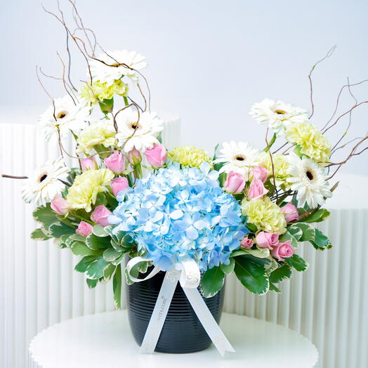 Grace Flowers in Black Ceramic Pot