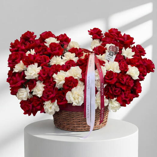 Crimson   Alabaster Abundance: Red   White Rose Basket