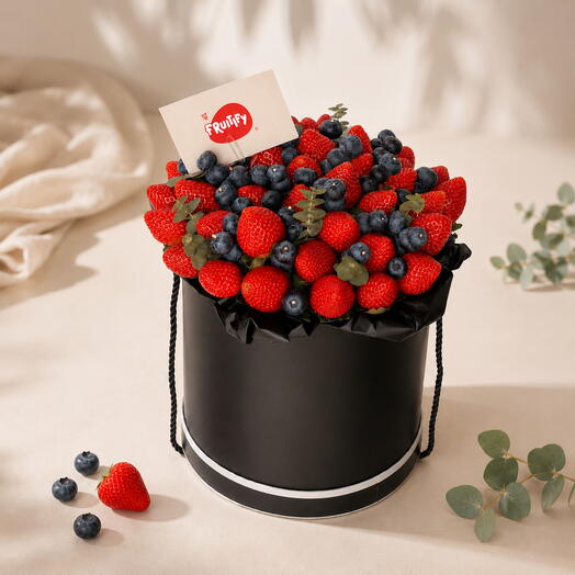 Love of Strawberry and Blueberry in a Basket
