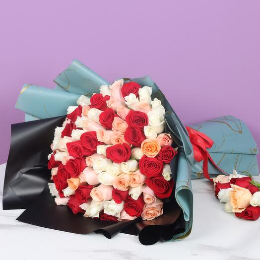 Bold and Beautiful 75 Roses Bouquet