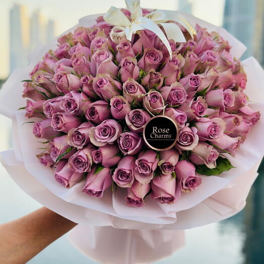 🌹 "Whispers of Eternity" – 101 Purple Roses in Elegant Wrapping