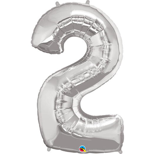Silver Number Two Helium Balloon-5364