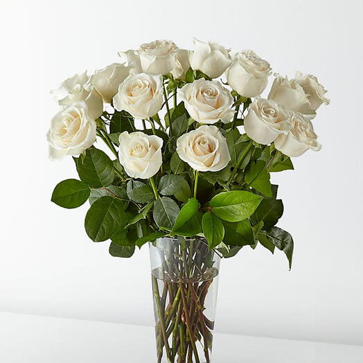 W  White roses in vase