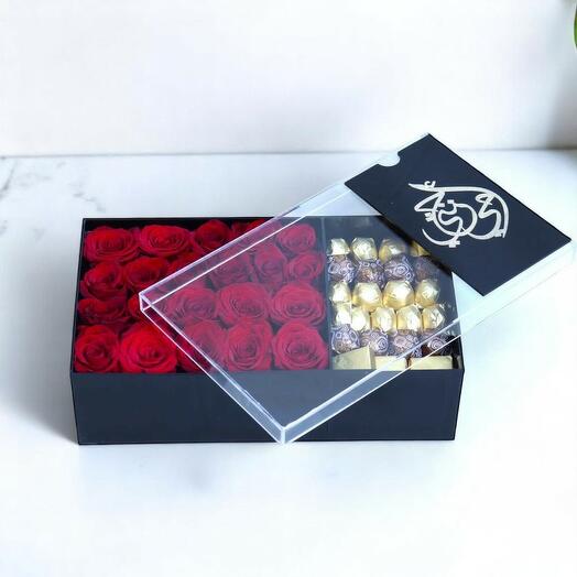 День матери Красная роза   Коробка шоколада – Моя мама — моё небо Акриловый подарочный набор