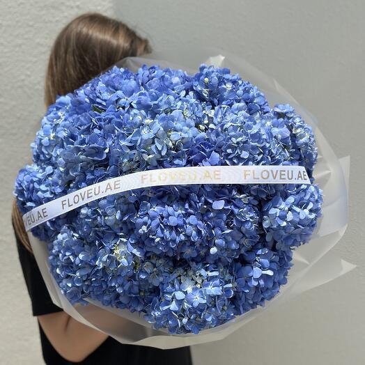 18 синих гортензий