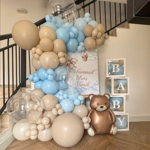 Teddy bear setup on the easel