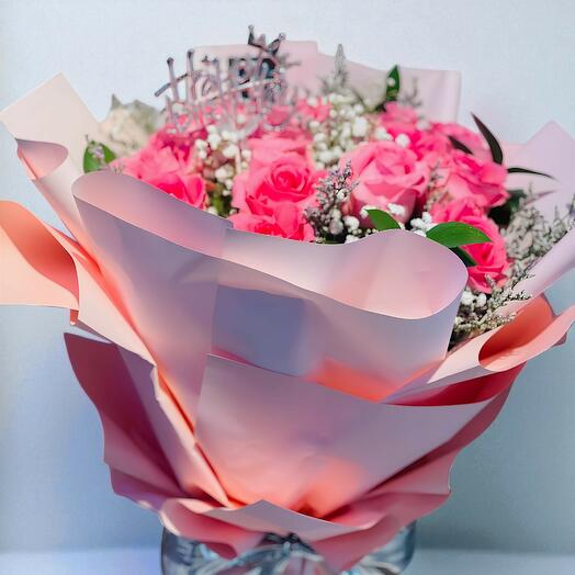 Букет из 15 розовых роз