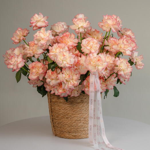 101 Pink Roses in a basket