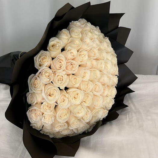 Luxurious 50 White Roses Bouquet