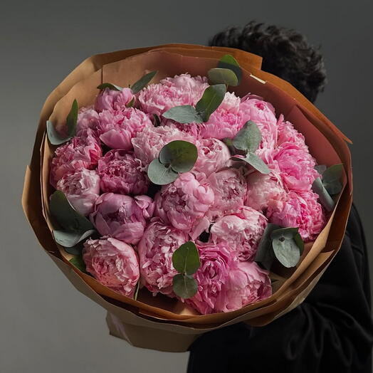 Bouquet With Premium Peonies   Eucalyptus