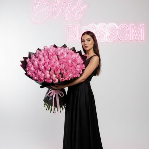 Pink Hot 51 roses bouquet