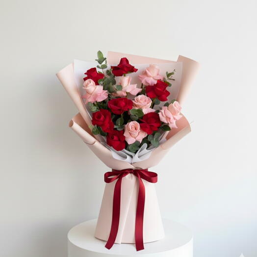 Cherry Bomb- Pink And Red Rose Boquet