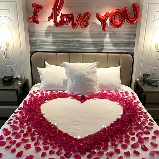 Decoración romántica para la cama