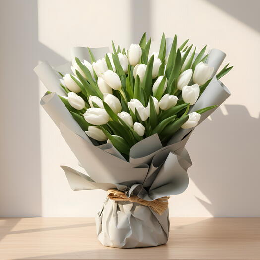 🤍 Pure Elegance Tulips bouquet