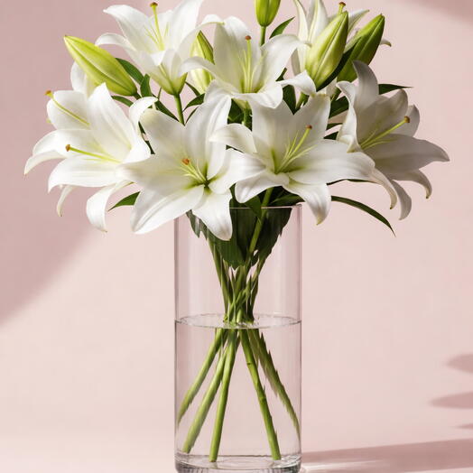 Lilly White in glass vase