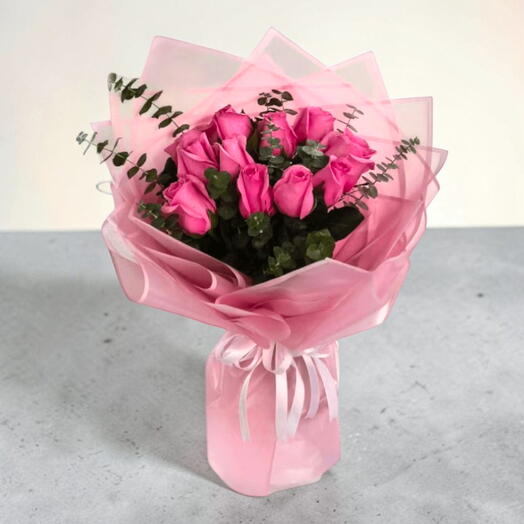 12 Pink Rose Bouquet