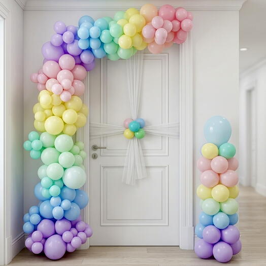 Vibrant Rainbow Balloon Arch – 100 to 120 pcs Celebration Setup