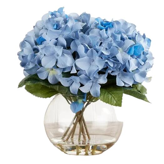 4 Blue Hydrangea in Fish Bowl
