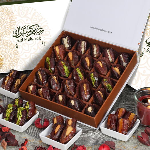 Eid Stuffed Dates By Sweecho 25 Pcs Golden