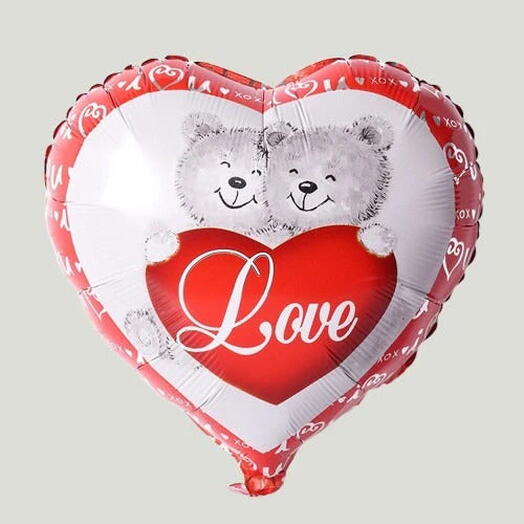 Love Heart Balloon with Teddy