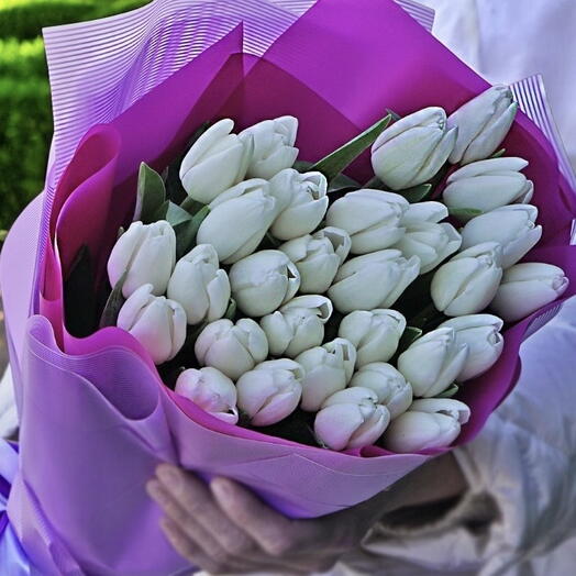 30 white tulips