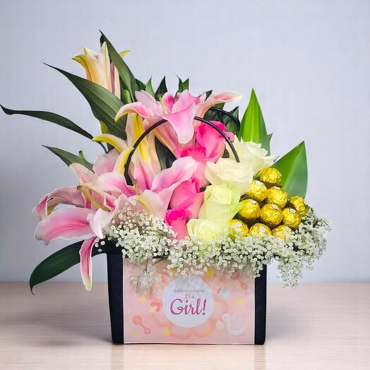 It s A Girl Bag with Flowers   Chocolate