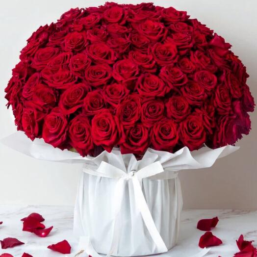 Amour d'anniversaire -ROUGE grand bouquet de roses