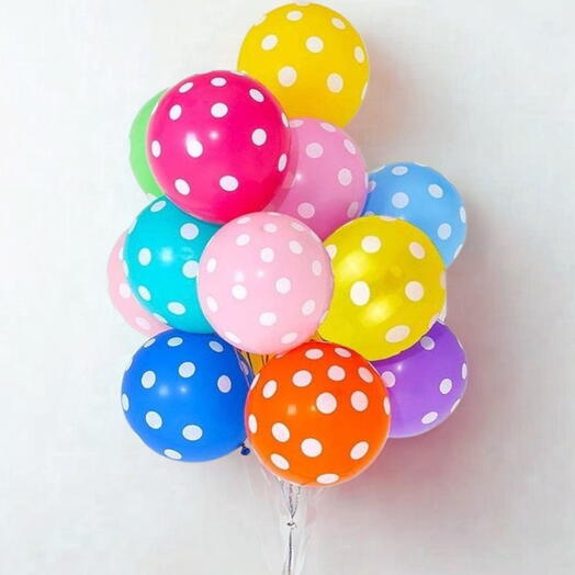 Globos de látex multicolor con lunares, 15 unidades