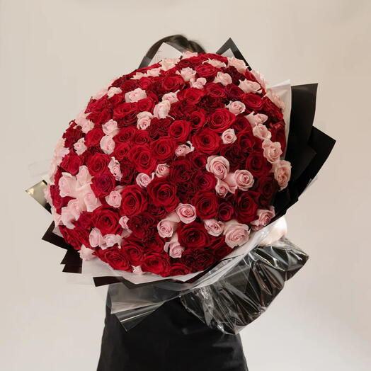 Viva La Vida - Большой букет премиальных красных роз и панк-роз