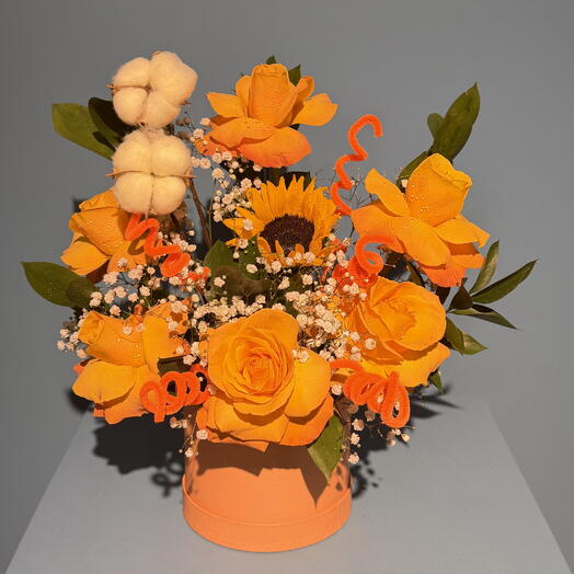 Desert Sunrise - yellow roses in a box