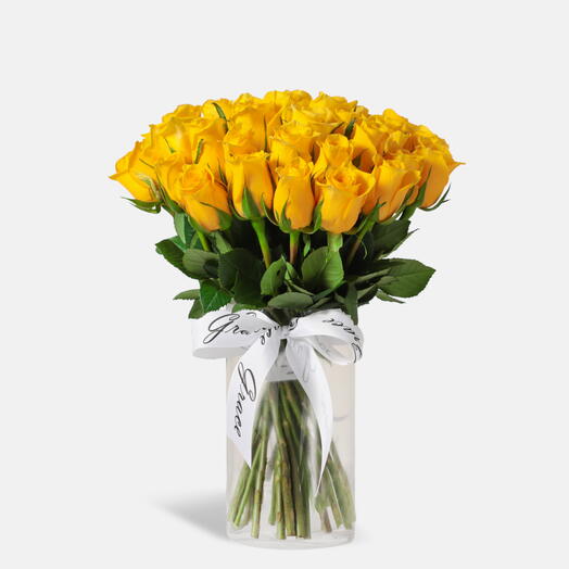 Yellow Roses in Vase