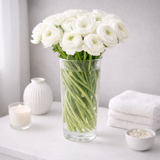 Snow White Ranunculus Vase