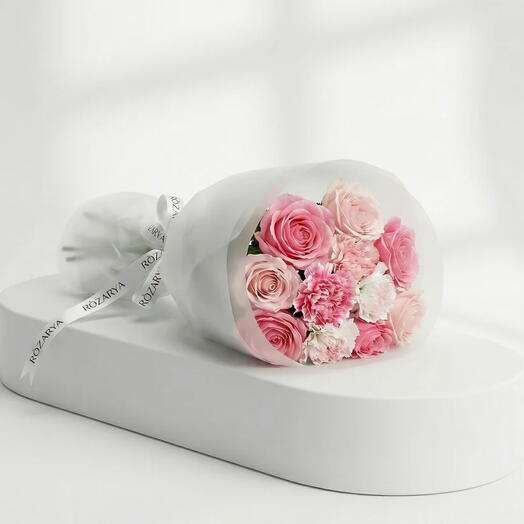 Blush Silk Petite Hand-Tied: The Rose   Carnation Harmony